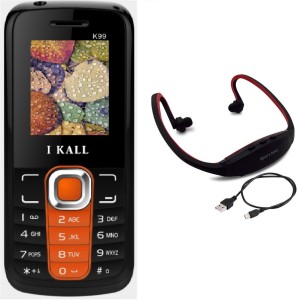 I Kall K99 with MP3/FM Player Neckband(Orange & Black)