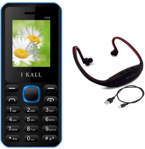 I Kall K66 with MP3/FM Player Neckband(Blue & Black)