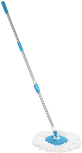Kawachi Multipurpose Blue Virgin Plastic Disk Plate With Microfiber Head Wet & Dry Mop