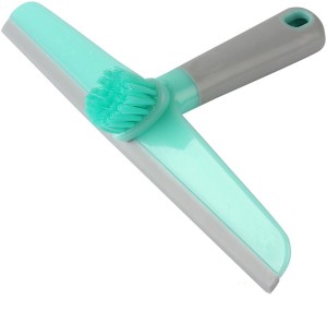 HOKIPO Cleaning Squeegee Wiper with Additional Scrubber Brush - Wipes