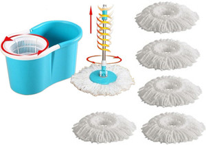 Everything Imported EasyLife Magic Twin Bucket Super Spin with 6 Mopheads Mop Set