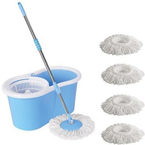 ECO SHOPEE ECO SHOPEE PVC SUPER MAGIC MOP WITH FOUR MICROFIBER (Product Colour may vary as availability) Mop Set