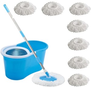 ECO SHOPEE ECO SHOPEE STEEL SUPER MAGIC MOP WITH SEVEN MICROFIBER (Product Colour may vary as availability) Mop Set