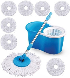 Everything Imported Floor Cleaning High Quality Spin Magic Easy 360 Degree rotating with 8 Microfiber heads Mop Set