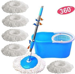 Everything Imported Spin mop and Bucket System Self Wringing with 6 refill heads Mop Set