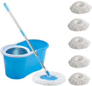 ECO SHOPEE ECO SHOPEE STEEL SUPER MAGIC MOP WITH FIVE MICROFIBER (Product Colour may vary as availability) Mop Set