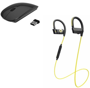 ROQ Wireless Bluetooth Headset With Mic With Ultra Slim Wireless Wireless Optical Gaming Mouse