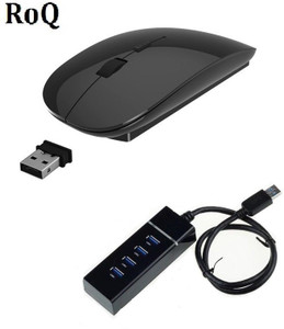 ROQ High Speed USB 3.0 4 Port Hub With Ultra Slim Wireless Optical Mouse