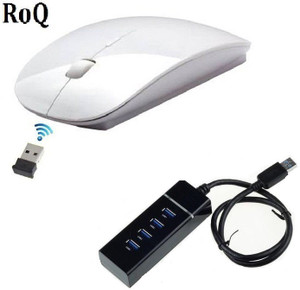 ROQ High Speed USB 3.0 4 Port Hub With Ultra Slim Wireless Optical Mouse