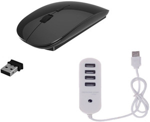 ROQ High Speed Ultra Slim Mouse With 4 port 1 TB USB Hub Wireless Optical Mouse