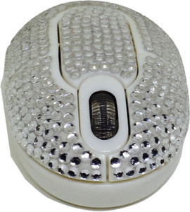 Shrih White Crystal Rhinestone Wireless Optical Mouse