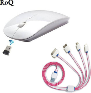ROQ 5 IN 1 Multi Charging Cable With Ultra Slim Wireless Optical Mouse