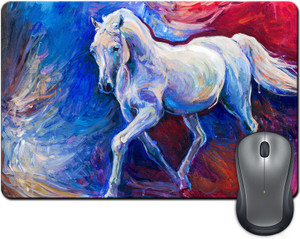 ShopMantra White Horse Brush Painting Mousepad
