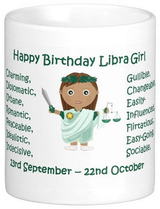Exoctic Silver Happy Birthday Libra Girl Ceramic Mug