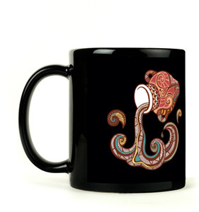 Lovely Collection Black Zodiac Aquarius Sunsign Ceramic Mug