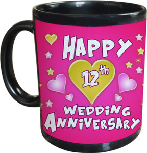 Sajawat Homes 12th Wedding Anniversary Coffee Ceramic Mug 350 Ml