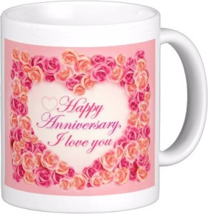 Exoctic Silver Happy Marriage Anniversary : Qw13 Ceramic Mug