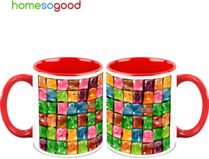 HomeSoGood Colorful Ice-cubes Ceramic Mug