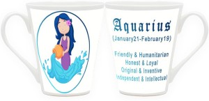 HomeSoGood Zodiac Sign Of Aquarius (Qty 2) Ceramic Mug