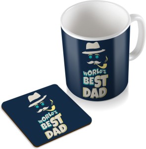 sky trends world's best dad with smokstick birthday gifts for father's day coaster coffee set ceramic mug(320 ml, pack of 2)