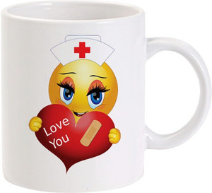 Lolprint Love you Healed Heart Girl Smiley Ceramic Mug