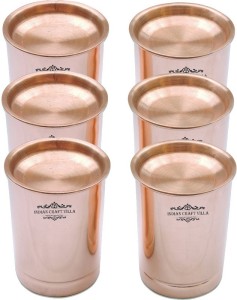 Indian Copper Glass Mug Cup Hammer Handmade Tumbler Traveller 300 ML Dinning set 