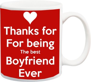 me&you gift for boyfriend on valentine's day;thanks for being the best best friend ever white font in red bg printed ceramic mug(325 ml)