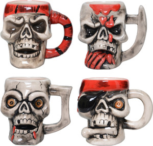 Lifestyle-You 4 Pcs Creepy Cool Pirate Skull Ceramic Mug
