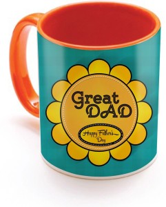 sky trends great dad happy father's day with yellow flower gifts dad for happy father's day inner orange color ceramic mug(320 ml)