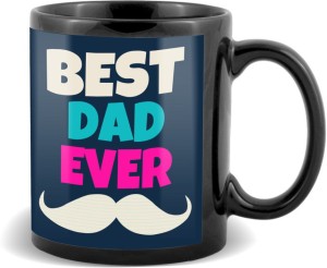 sky trends best dad ever colourful with white mustaches special gift for happy father's day black coffee ceramic mug(320 ml)