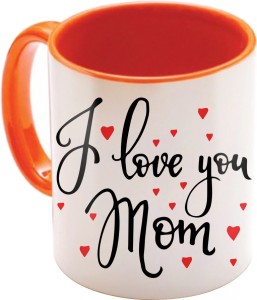 sky trends mummy gift for mother's day printed orange ceramic coffee 350 ml ceramic mug(350 ml)