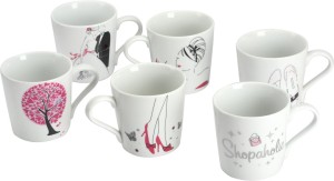 Devnow Stoneware Shopaholic Print Porcelain Mug