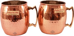 IndianArtVilla Nickel Round Hammered Moscow Mule Beer Cup - Hotel Restaurant Barware Copper Mug