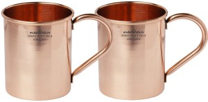 Indian Craft Villa IndianCraftVilla Handmade Set Of 2 Moscow Mule Pure Solid Copper Cup Volume 415 ML For Use Restaurant Ware Bar Ware Beer Hotel Ware Copper Mug