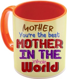 sky trends gift for mom to mother's day printed orange ceramic coffee 350 ml ceramic mug(350 ml)