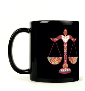 Lovely Collection Black Zodiac Libra Sunsign Ceramic Mug
