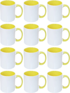 Lolprint 12 Inner plus Handle Yellow Ceramic Mug