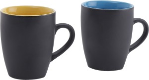 KITTENS Black Matt Finish Multicolor Cups (Set of 2) Ceramic Mug