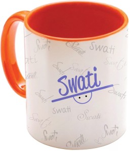 sky trends swati birthday gift orange coffee 350 ml ceramic mug(350 ml)