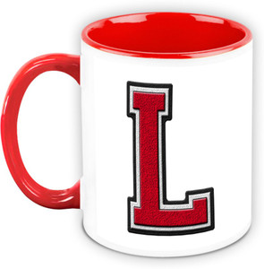 HomeSoGood Chock A Block Alphabet L Ceramic Mug