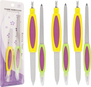 Adbeni Professional Quality Multi Color Nail File With Trimmer Pack of 3