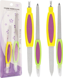 Adbeni Professional Quality Multi Color Nail File With Trimmer Pack of 2