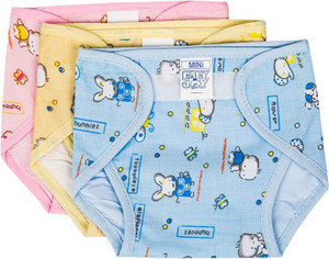 Baby Joy Just Born Inside Non Toxic Plastic Outside Printed Cotton Diaper/Langot Cushioned Padded Nappies (0-3 Months)