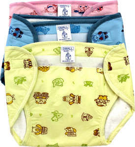 Super Baby New Just Born Inside 100% Cotton Terry ,Outside Printed PVC Washable Reusable Padded Cushioned Diaper/Langot with Velcro (0-3 Months)