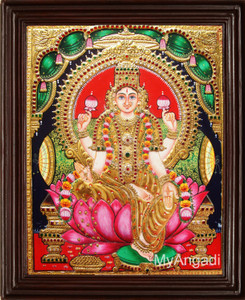 Myangadi Iswarya Lakshmi Tanjore Painting Canvas Painting 36 Inch
