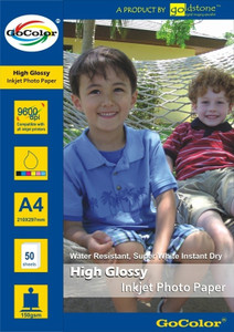 Gocolor High Glossy 165 GSM - 50 Sheets Inkjet Photo Paper Unruled A4 Photo Paper