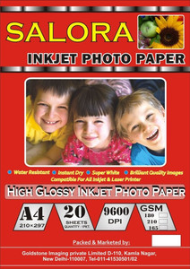 Salora 180 GSM Cast Coated 20 Sheet Pack Unruled A4 Printer Paper