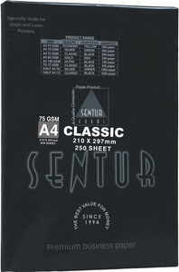 Sentur 75 Gsm Classic 250 Sheet (Specially Made For Inkjet & Laser Printer) Unruled A4 ( 210 mm x 297 mm ) Printer Paper