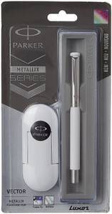 Parker Vector Metallix Fine Nib with cartridges (White) Fountain Pen
