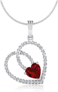 IskiUski Ruby Heart 14kt Diamond White Gold Pendant